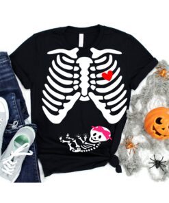 Baby Skeleton Girl Pregnancy Announcement Halloween Shirt