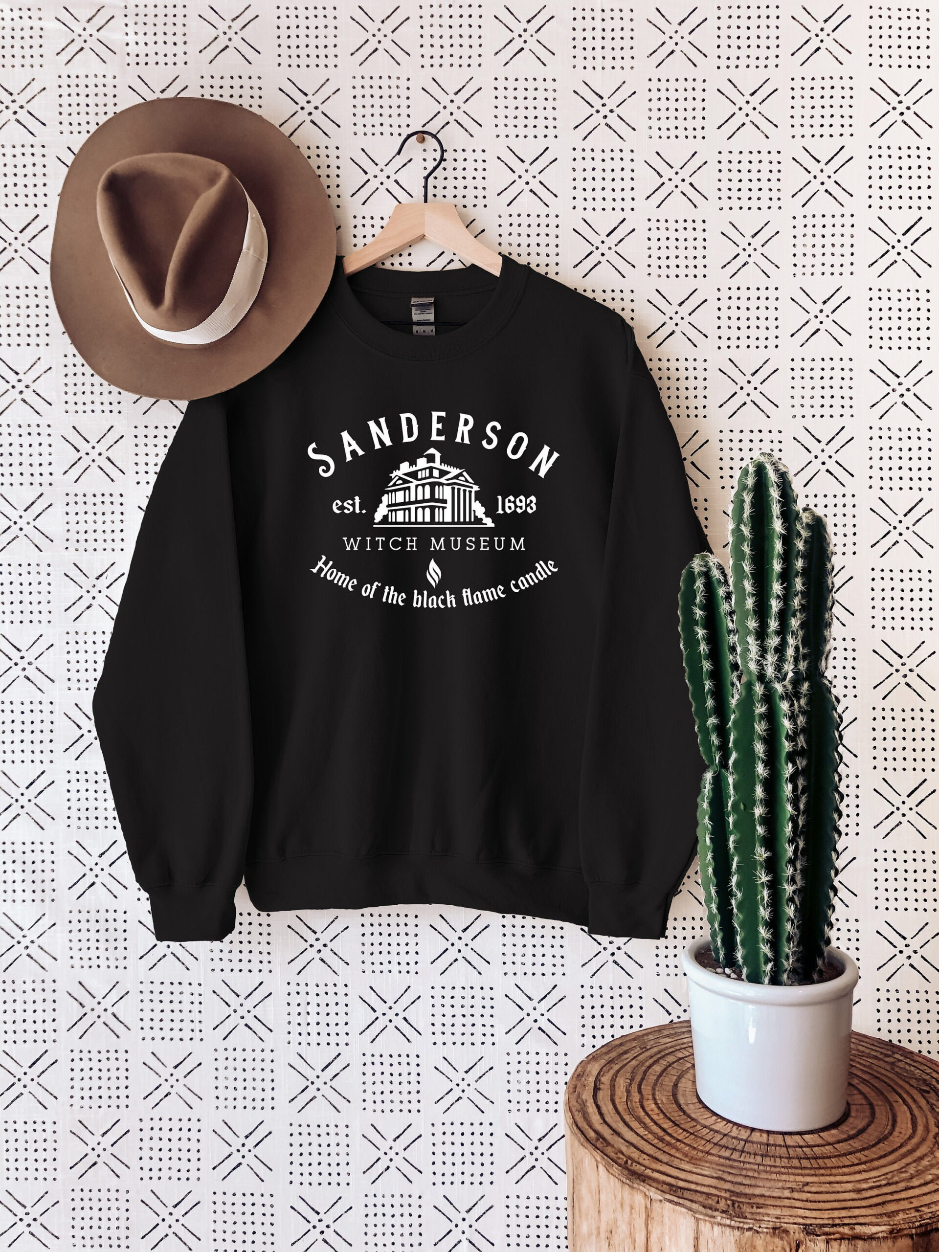 Black Flame Candle Sanderson Witch Museum Halloween Sweatshirt