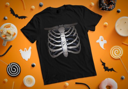 Creepy Halloween Scary Bones Skeleton Chest Shirt