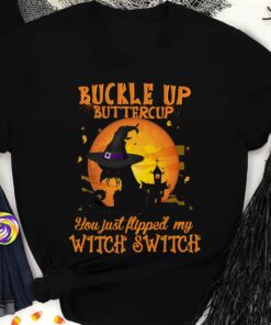 Funny Grumpy Black Cat Witch Shirt Halloween