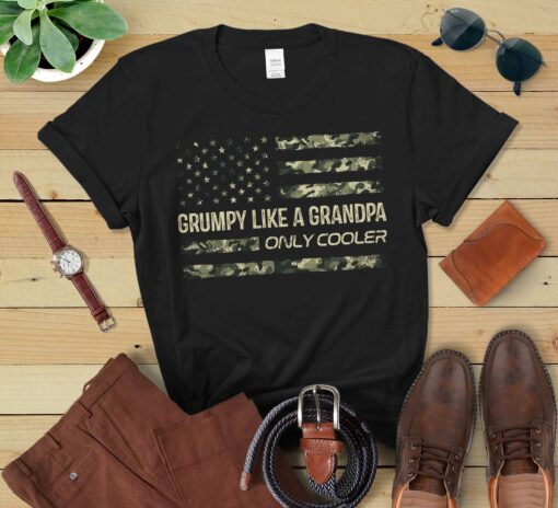 Grumpy Like A Grandpa Only Cooler Shirt For Men American Flag Classic T-shirt