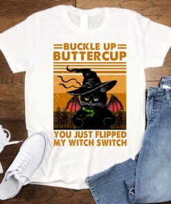 Grumpy You Just Flipped My Witch Switch Halloween Cat Shirt