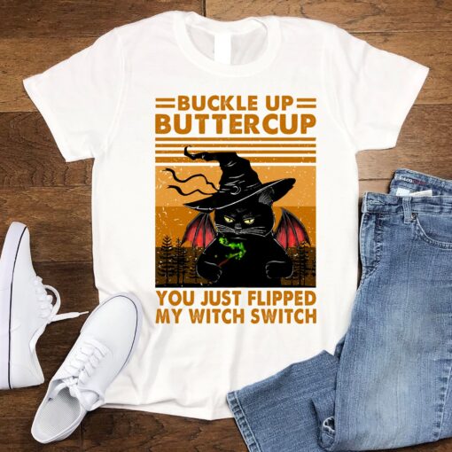 Grumpy You Just Flipped My Witch Switch Halloween Cat Shirt