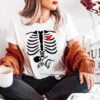 Pregnant Women Halloween Costume Baby Skeleton Name Shirt