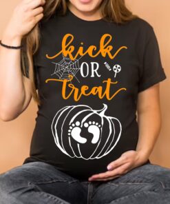Halloween Pregnancy Kick or Treat shirts