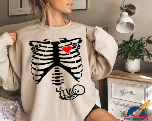 Halloween Skeleton Maternity Pregnant Sweatshirt