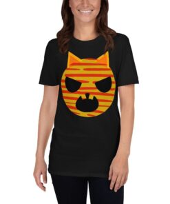 Howling Halloween Cat Pumpkin Short Sleeve Unisex Shirt
