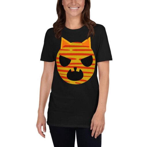 Howling Halloween Cat Pumpkin Short Sleeve Unisex Shirt