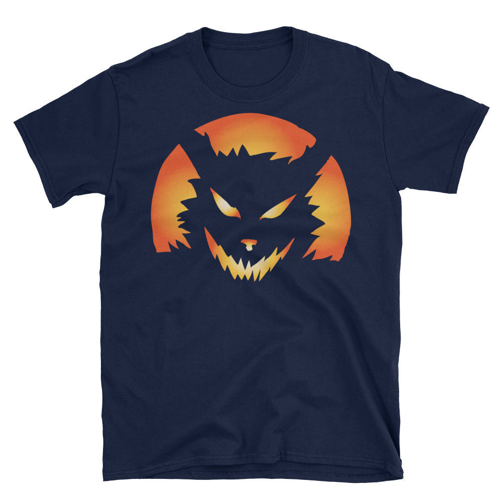 Jack O Lantern Pumpkin Carving Face Werewolf Short Sleeve Unisex Shirt