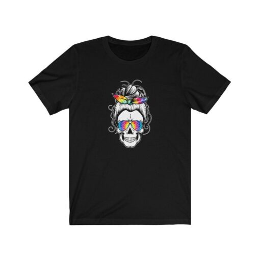 Messy Bun Skull Halloween Mom Shirt