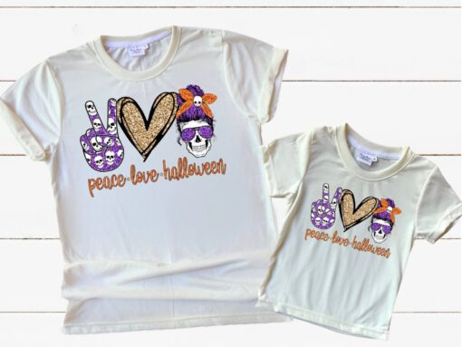 Peace Love Halloween Mommy And Me Shirts