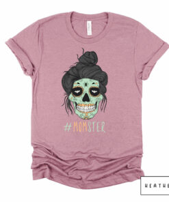 Momster Skull Funny Halloween Tee Shirt