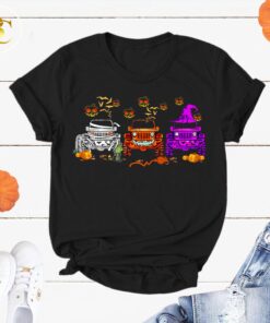 Jeeps and Skull Pumkin Halloween jeep girl shirt