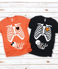 Skeleton Maternity Couples Halloween pregnancy shirt