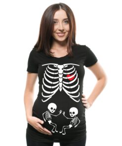 Twins Maternity Halloween Costume Skeleton shirt