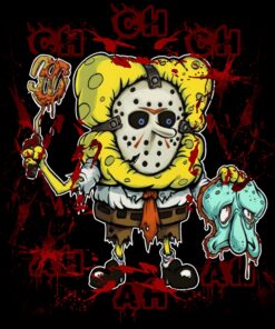 Halloween Spongebob Squidward Jason Vorhees Funny Shirt