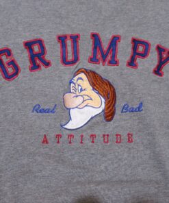 Vintage GRUMPY The Dwarf T-Shirt Real Bad Attitude Gray White Red Blue Brown