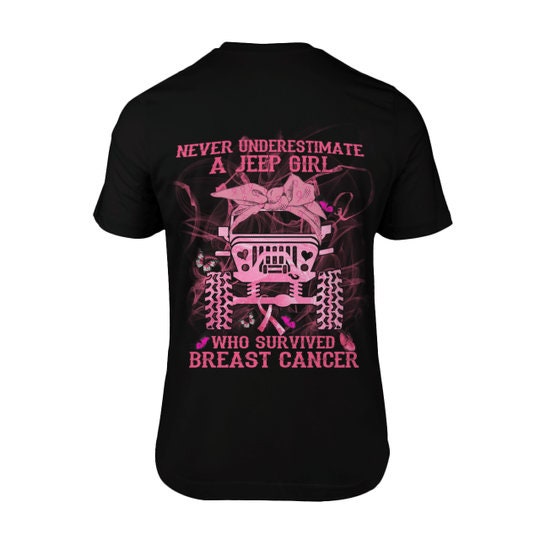 Never Underestimate A Jeep Girl Who Survived Breast Cancer Shirt