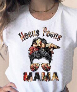 Hocus pocus Mama Messy Bun Halloween Shirt