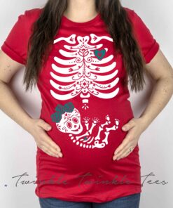 Dia de los Muertos Skeleton Maternity halloween pregnancy shirt