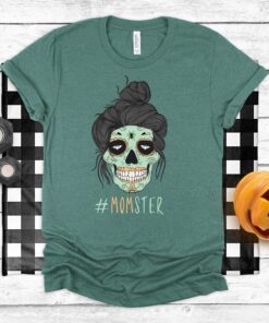 Momster Skull Funny Halloween Tee Shirt