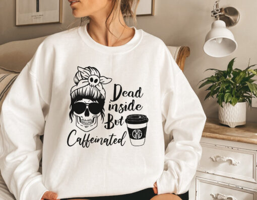 Monogram Coffee Skeleton Halloween Sweatshirt