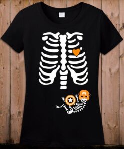 Pregnant Halloween Costume Skeleton Shirt