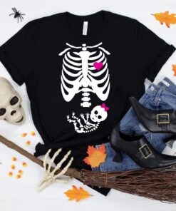 Pregnant Halloween Skeleton Fetus Shirt
