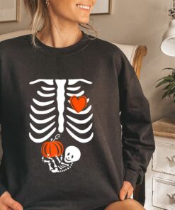Skeleton Baby Pregnant Xray Rib Cage for Fall Halloween Sweatshirt