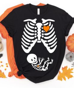 Skeleton Maternity Couples Halloween pregnancy shirt