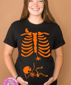 Skeleton Pregnant Maternity Halloween Shirt