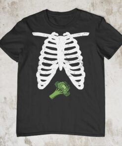 Skeleton X-Ray Broccoli Vegan Shirt Halloween