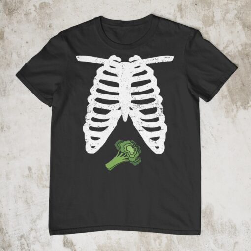 Skeleton X-Ray Broccoli Vegan Shirt Halloween