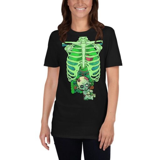 Spooky Zombie Baby Pregnant Mom Halloween Skeleton Shirt