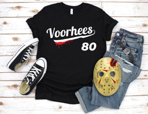 Team Voorhees Halloween T-shirt Jersey Number 80 Horror Unisex Shirt