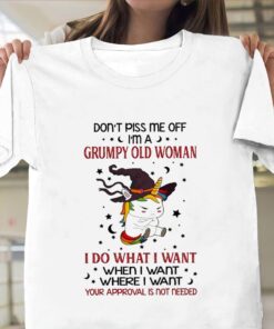 Unicorn Witch Don’t Piss Me Off I’m A Grumpy Old Women Halloween Shirt