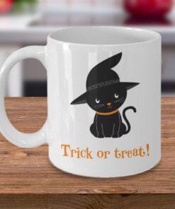 Black Kitten Halloween Trick Or Treat Mug