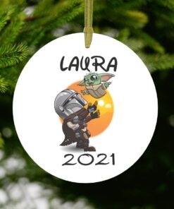 Personalized Christmas Baby Yoda 2021 Ornament