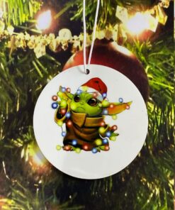 Christmas Light Baby Yoda Sublimated Ornament