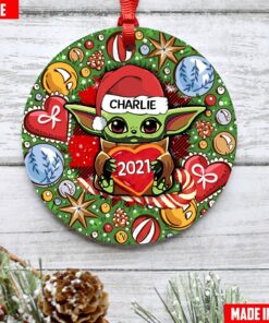 Custom Name Baby Yoda Christmas Ornament