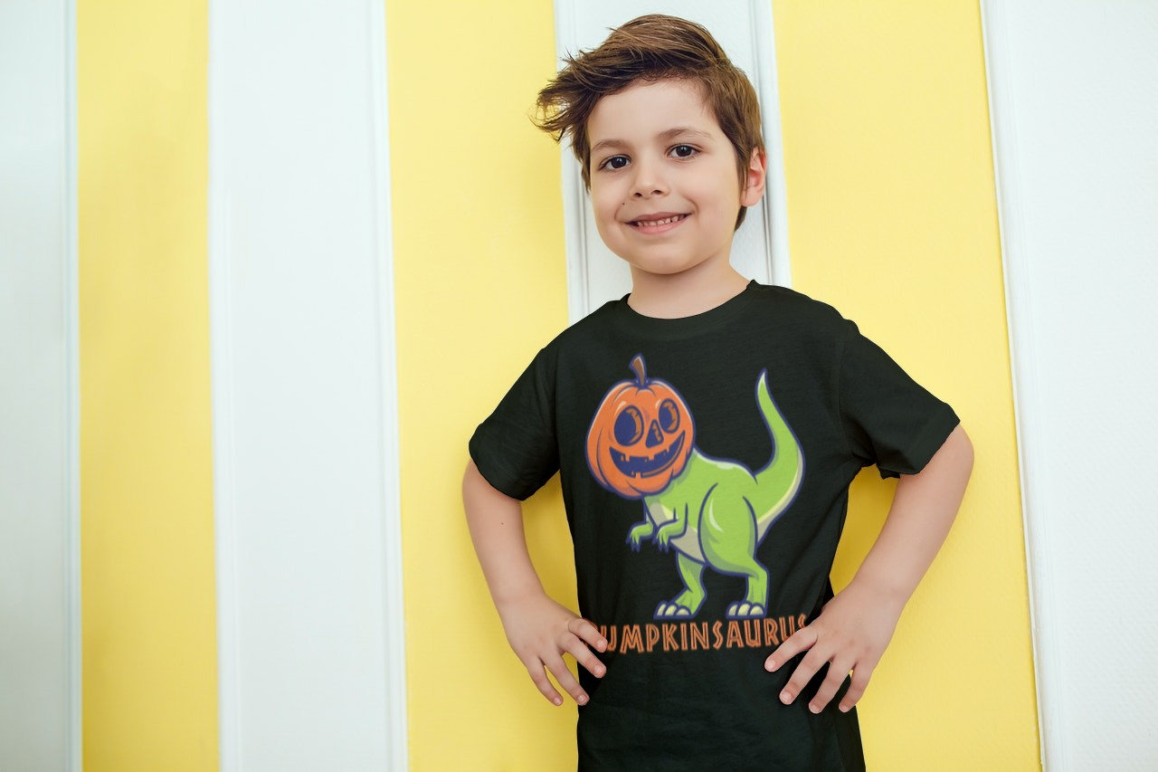 Custom Name Pumpkin Halloween Dinosaur Shirt