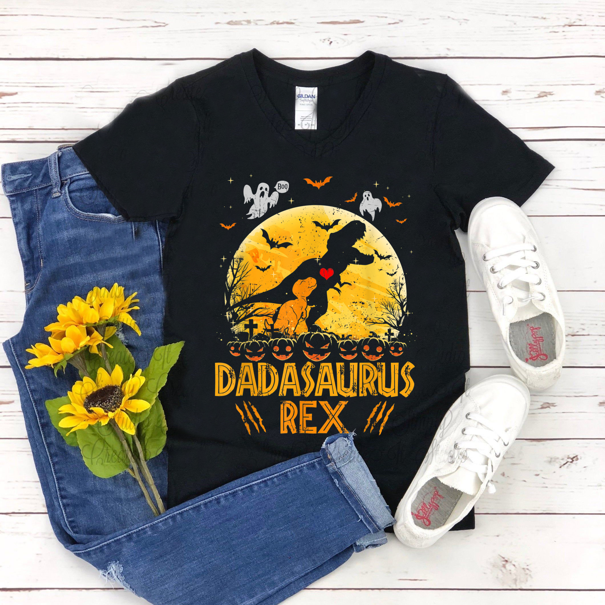 Dadasaurus Rex Moon Halloween Family Matching Shirt