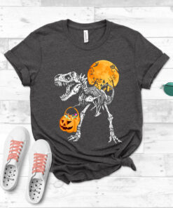 Dinosaur Skeleton Pumpkin Halloween Happy Shirt