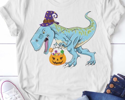 Dinosaur Skeleton TRex Pumpkin Halloweent Shirt