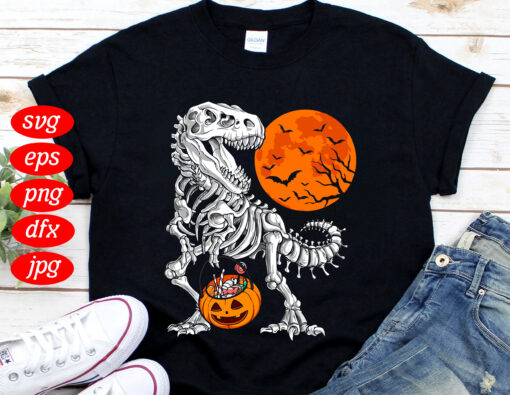 Dinosaur Skeleton Trick Or Treat Halloween Shirt