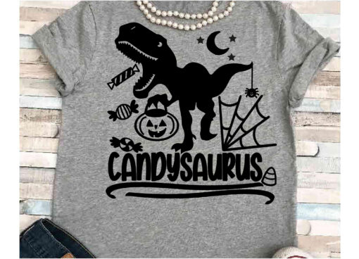 Dinosaur Silhouette Cameo Cricut Pumpkin Halloween Shirt