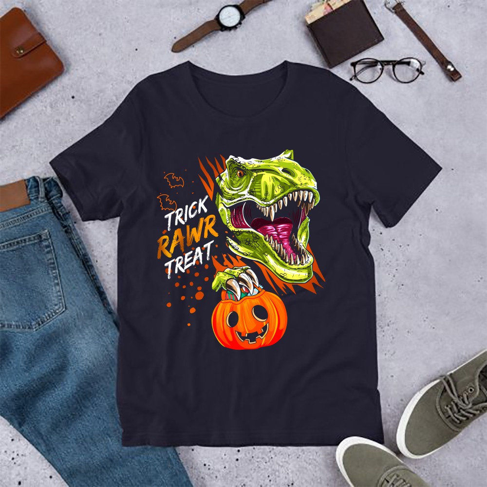 Dinosaur T Rex Trick Rawr Halloween Day Family Shirt