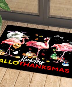 Flamingo Happy Halloween Thanksgiving Doormat
