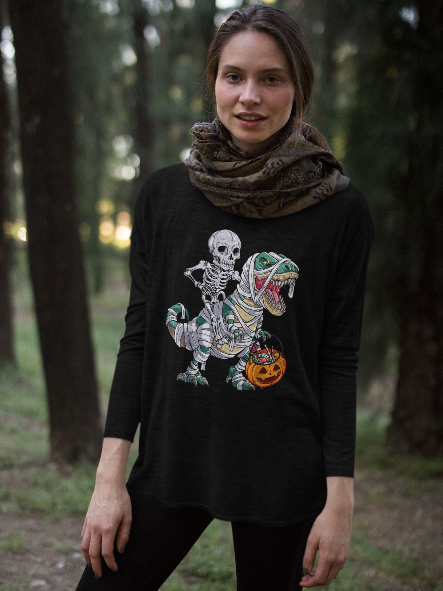 Funny Halloween Skeleton Riding Dinosaur Shirt