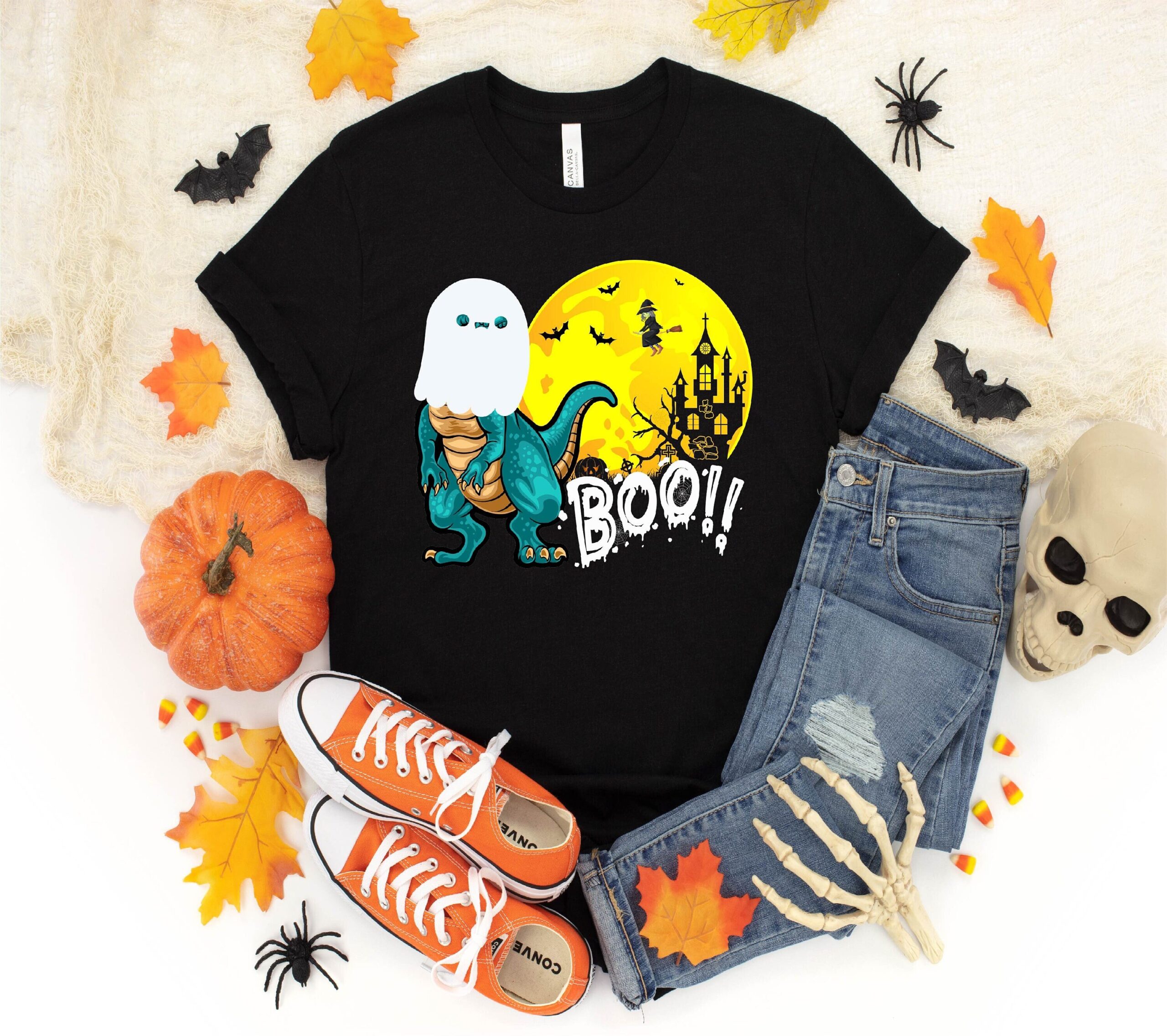 Ghost Dinosaur T Rex Funny Boo Halloween Gifts Pumpkin Shirt